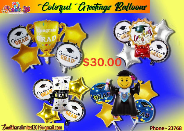 Colorful Greetings Balloons "PICK UP AT HANA'S LIMITED TAUFUSI" - Samoamarket.com