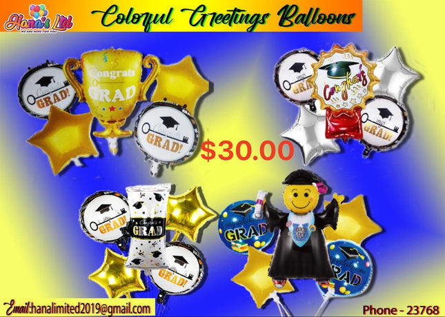 Colorful Greetings Balloons "PICK UP AT HANA'S LIMITED TAUFUSI" - Samoamarket.com