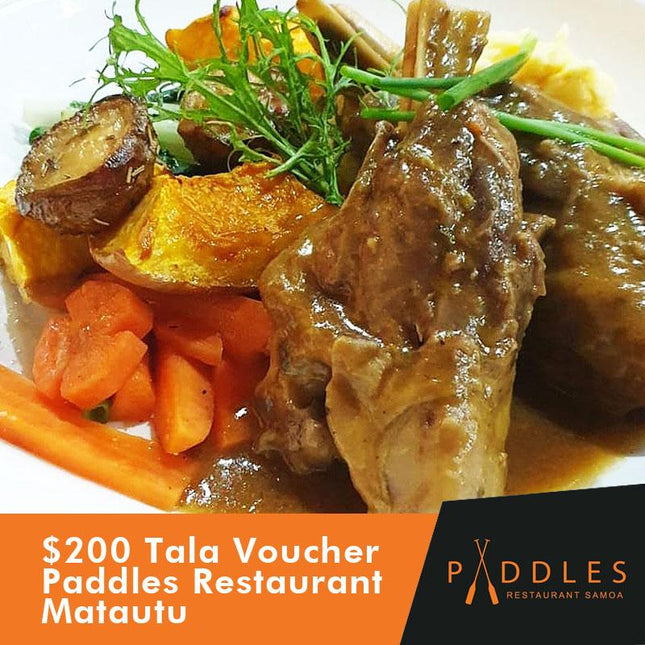 $200 Tala Dinner Voucher at Paddles Restaurant - Matautu, Apia Paddles 