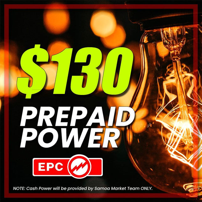 Prepaid Power Voucher - $130 Tala - Must provide Meter Number + Reg. Name to avoid delays (Supplied by Samoamarket.com, only during Working Hours) - Samoamarket.com