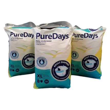 Pure Days Adult Diaper 8pcs x 3PACK XL [NOT AVAIL AT HQ & SALELOLOGA] "PICKUP FROM AH LIKI WHOLESALE" - Samoamarket.com
