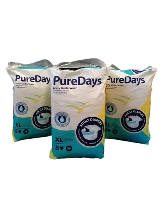 Pure Days Adult Diaper 8pcs x 3PACK XL [NOT AVAIL AT HQ & SALELOLOGA] "PICKUP FROM AH LIKI WHOLESALE" - Samoamarket.com