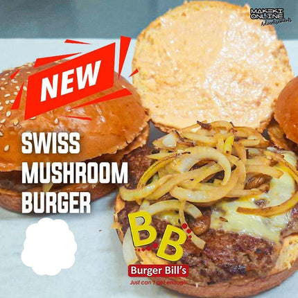 Swiss Mushroom Burger "PICKUP FROM BURGER BILLS VAITELE ONLY" - Samoamarket.com